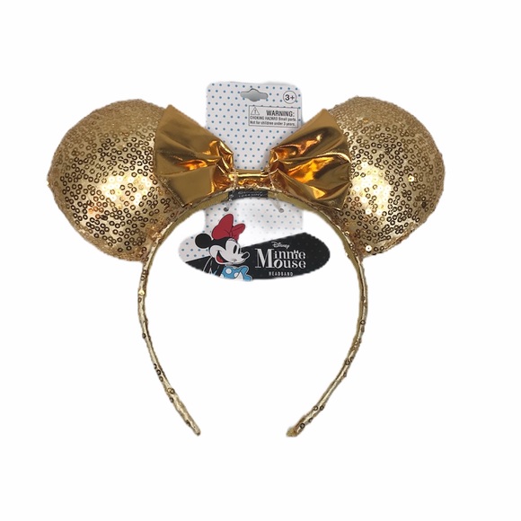Minnie Mouse Disney Ears with Bow Headband, Gold - Picture 1 of 4
